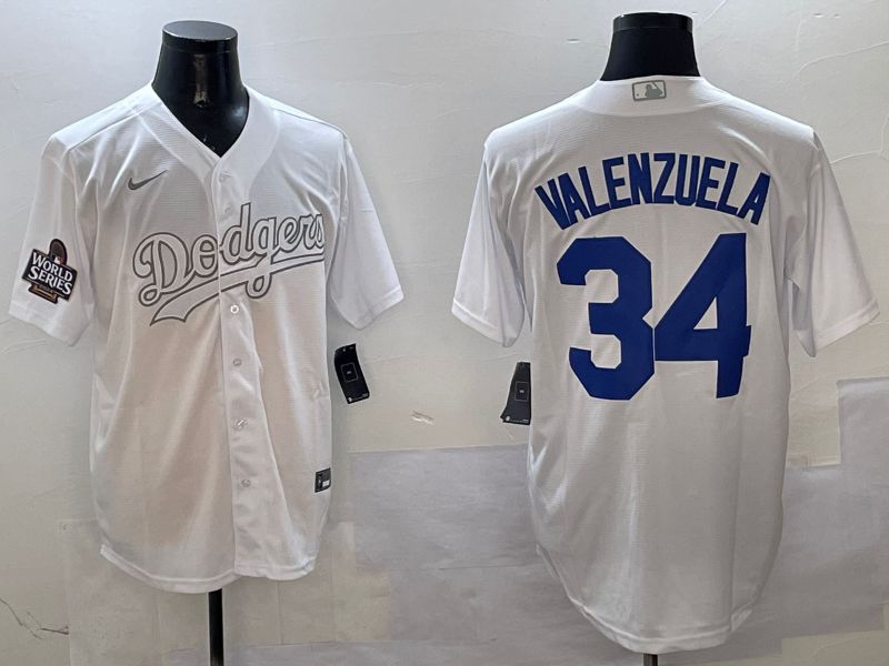 Men Los Angeles Dodgers #34 Valenzuela White Fashion Edition Game 2025 Nike MLB Jersey style 2